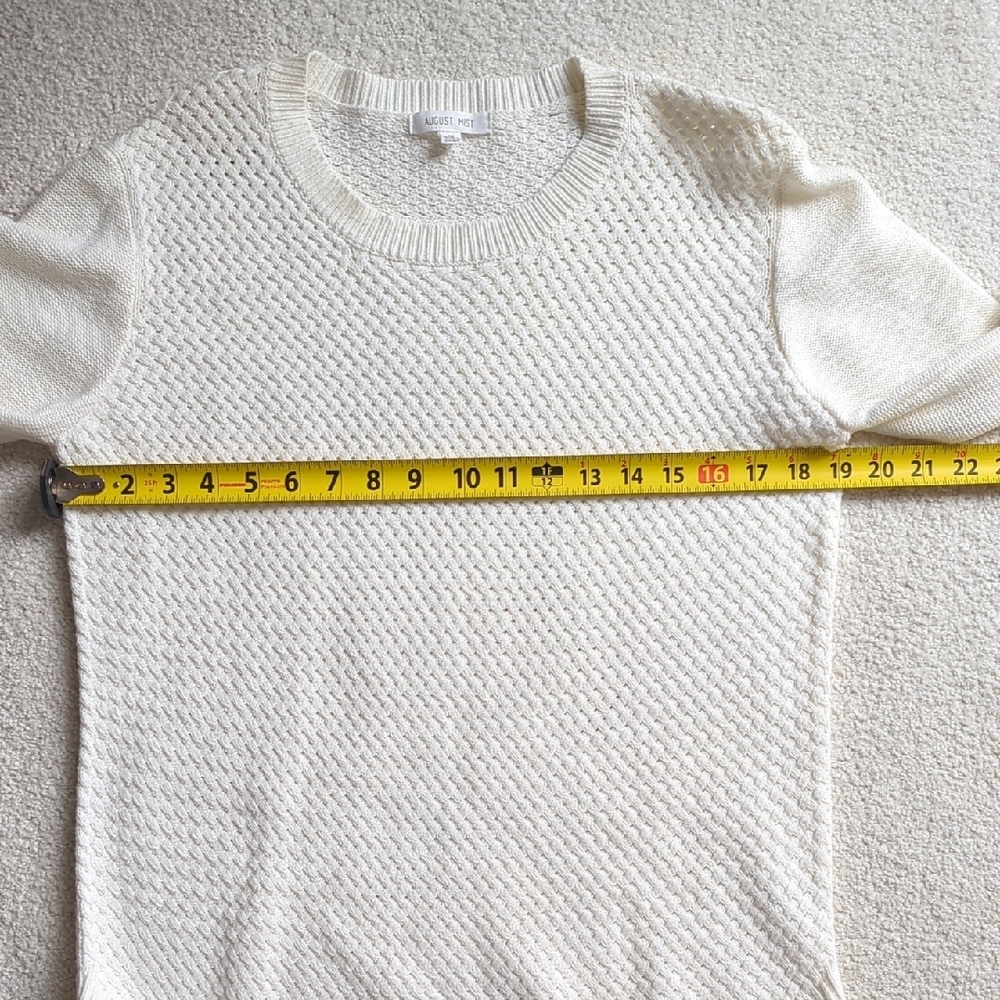 3 For $30. Elegant Cream Sweater with Brown Elbow Patches - Picture 4 of 9